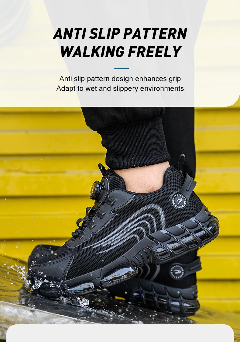 Rotating Button Unisex Safety Shoes Men For Work Sneakers Shoes Puncture-Proof Protective Women Shoes Steel Toe Work footwear
