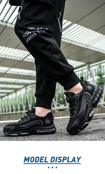 Rotating Button Unisex Safety Shoes Men For Work Sneakers Shoes Puncture-Proof Protective Women Shoes Steel Toe Work footwear