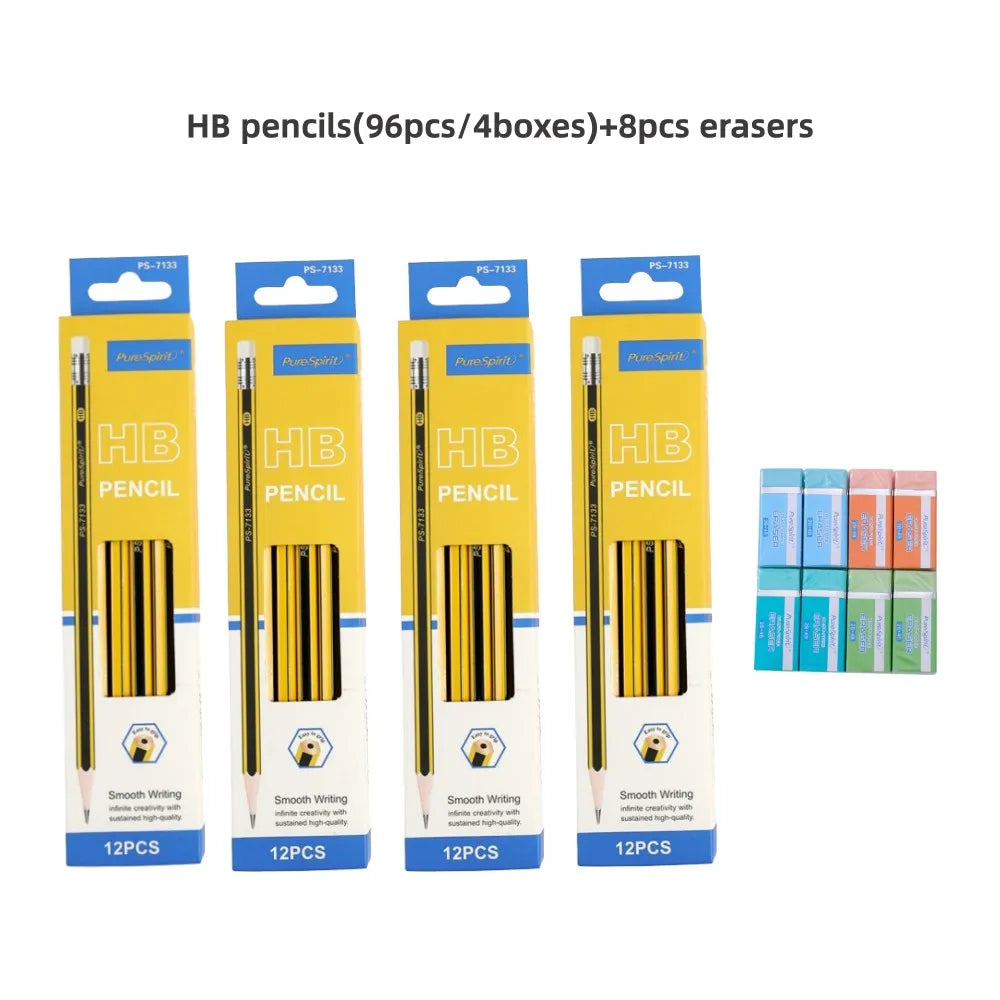 12PCS Woodcased Pencils with Eraser Pre-sharpened HB Lead Graphite Pencils for Students Adults School, Office