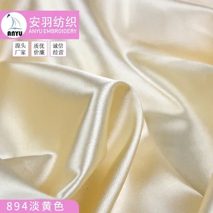 Stretch Satin Fabric By The Meter for Cheongsam Hanfu Dresses Sewing Plain Soft Skin-friendly High-density Cloth Thin Breathable