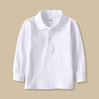 Children Long Sleeve Cotton School Uniform White