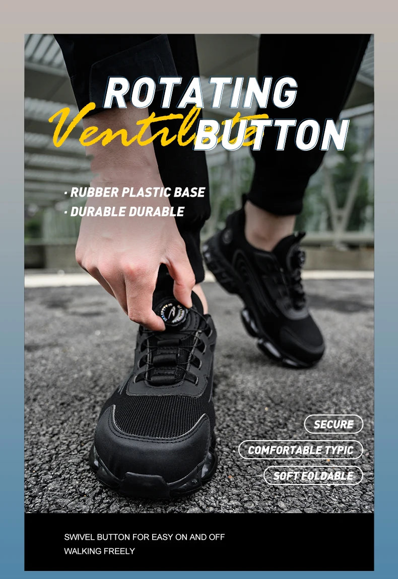 Rotating Button Unisex Safety Shoes Men For Work Sneakers Shoes Puncture-Proof Protective Women Shoes Steel Toe Work footwear