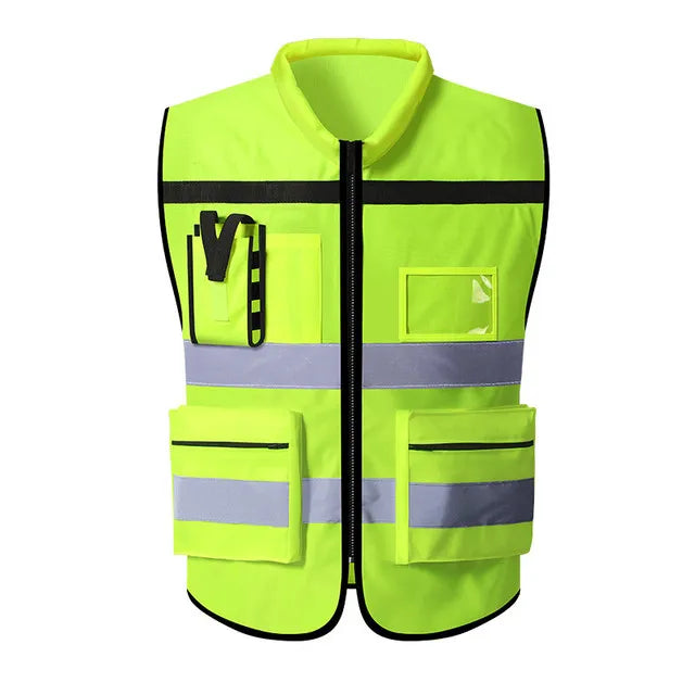 Custom LOGO Safety Vest for Men Work Vest with Pockets and Zipper Safety Construction Two Tone Workwear Vest Volunteer Uniform