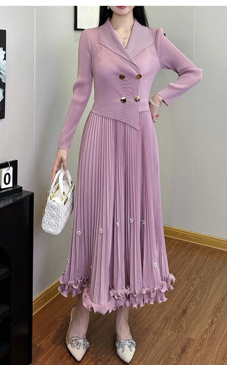 Pleated Long Dress Autumn Hot Sale Women&