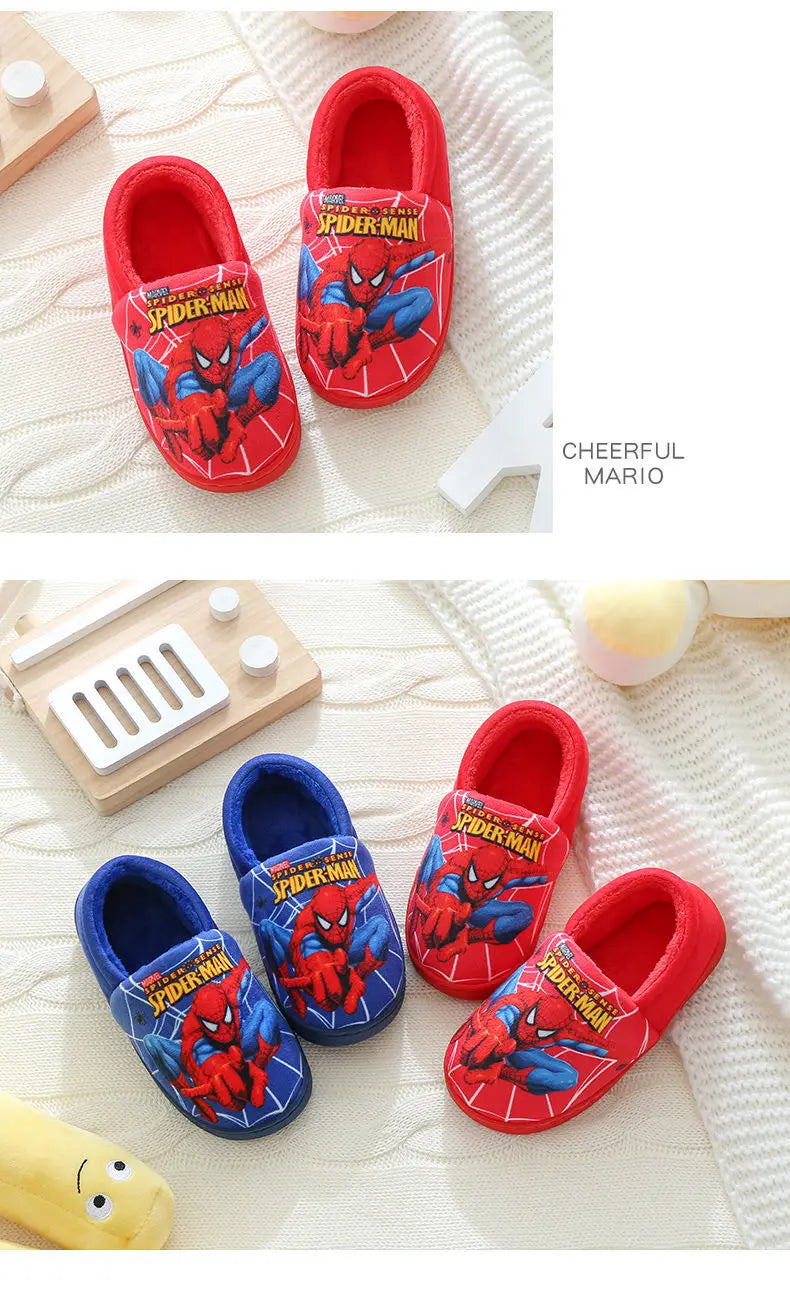 Cartoon Printed Spider-man Cotton Slippers For Children&