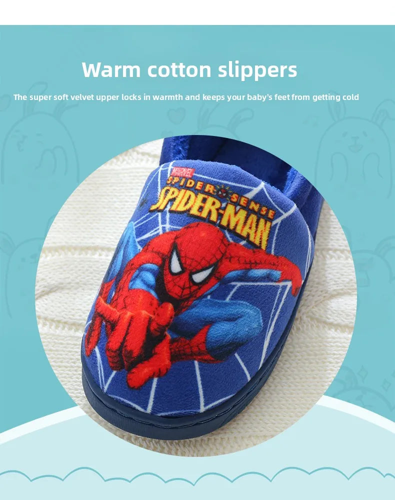 Cartoon Printed Spider-man Cotton Slippers For Children&
