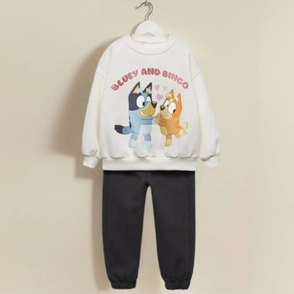 White Toddler Sweatshirt Sets Long Sleeve Crew Neck Hot Selling Sporty Casual Outfit Kids&