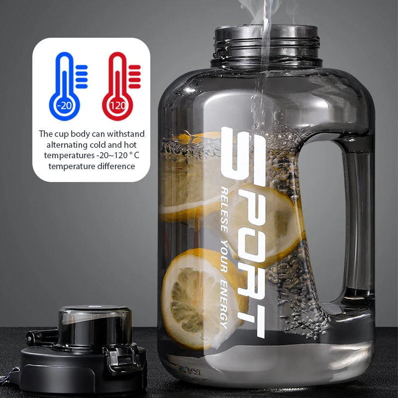 Large-Capacity Water Bottle Straw Pot Belly Cup Sports Water Bottle Ton Ton Bucket Students Portable Plastic Cup 1.2L/1.7L/2.5L