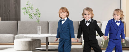 Baby Suit Toddler Tuxedo Infant Boy Tux Formal Wedding Birthday Gentleman Dress Ring Bearer Outfit Black 6 Months to 3 Years