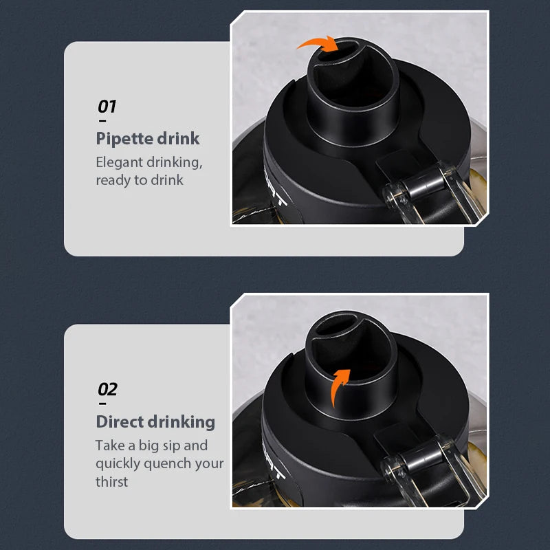 Large-Capacity Water Bottle Straw Pot Belly Cup Sports Water Bottle Ton Ton Bucket Students Portable Plastic Cup 1.2L/1.7L/2.5L