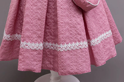 HETISO Autumn/Winter Long Sleeve Girl Party Dress Elegant Lace Christmas Formal Gown Gift with Bag for Kids Children 2-8Y