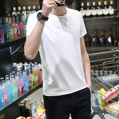 Wholesale Drop-Ship 100% Cotton Summer Soft Slim Short Sleeve T-Shirt Men Plain Tee Standard Blank T Shirt Ins Tees Top