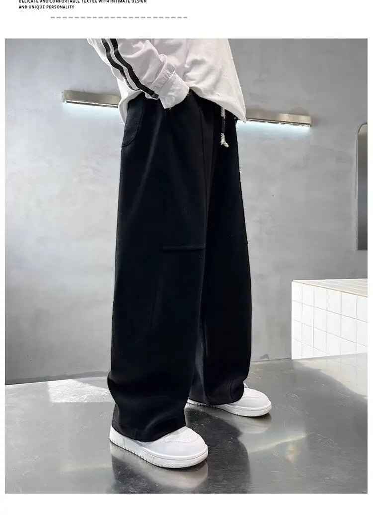 Crisluvᵀᴹ Boys Wide‑Leg Sweatpants 5–14Y – Elastic Waist Spring Streetwear Pants