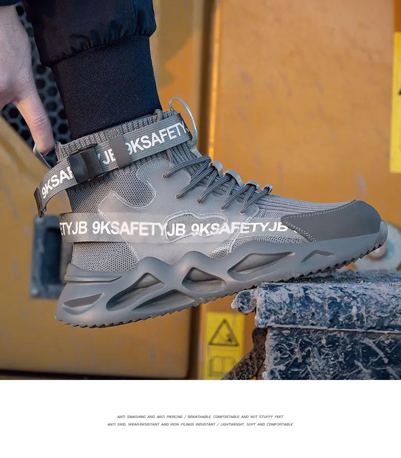 Steel Toe Safety Shoes Men Women Work Safety Boots Lightweight Breathable Comfortable Industrial Construction Sneakers Men Boots