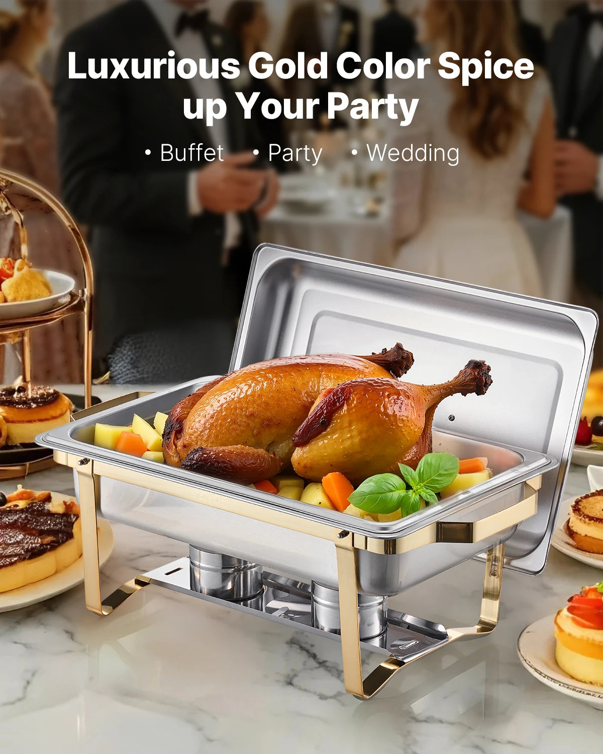 8 Qt Stainless Steel Chafing Dish Set 4-Pack
