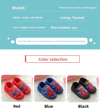 Cartoon Printed Spider-man Cotton Slippers For Children&