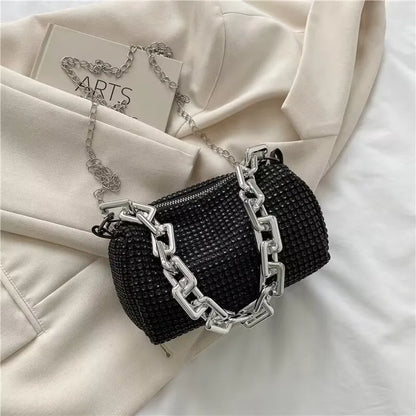 Allover Rhinestone Bucket Bag, Glitter Chain Prom Purse, Women&