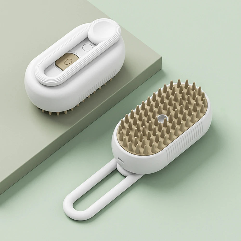 Crisluvᵀᴹ 3-in-1 Pet Steam Brush – USB Rechargeable Cat &amp; Dog Grooming Comb