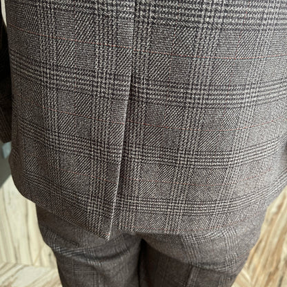British Men’s Plaid Three-Piece Suit – Korean British Style Business Casual Blazer, Vest &amp; Trousers