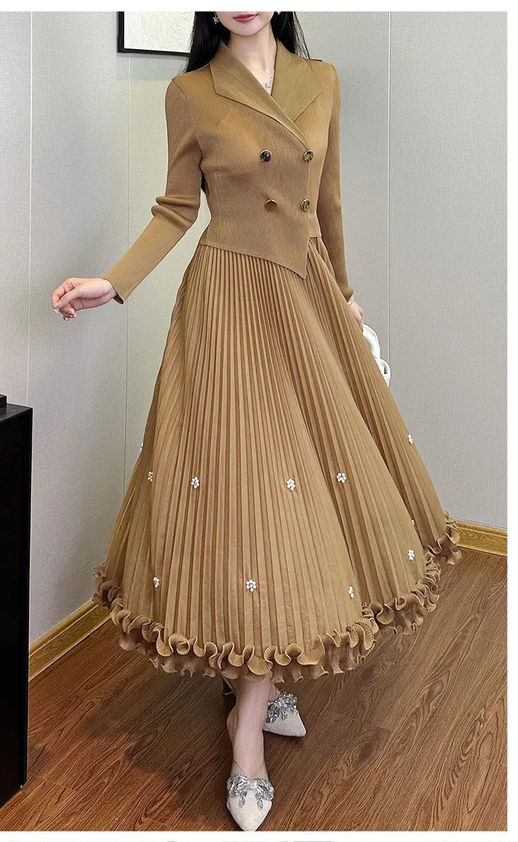 Pleated Long Dress Autumn Hot Sale Women&