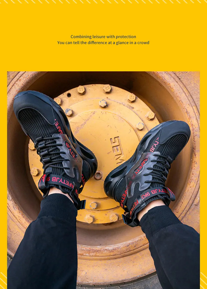 Steel Toe Safety Shoes Men Women Work Safety Boots Lightweight Breathable Comfortable Industrial Construction Sneakers Men Boots