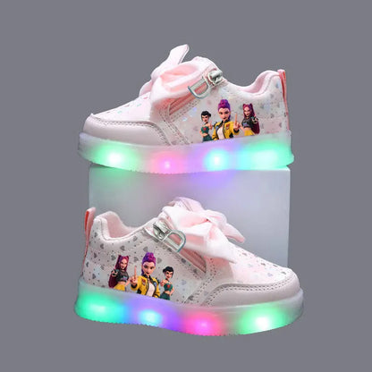 Kpop Demon Hunters Shoes For Kids Children LED Sneakers Baby Toddler Shoes 1-6 Y Anime Huntrix Luminous Sport Shoes Size 21-30