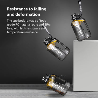 Large-Capacity Water Bottle Straw Pot Belly Cup Sports Water Bottle Ton Ton Bucket Students Portable Plastic Cup 1.2L/1.7L/2.5L