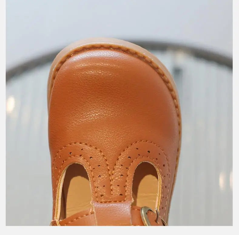 T-strap Girls Oxfords Spring Autumn Kids Soft PU Leather Shoes For Girl School Children Princess Dress Shoes Black, Brown, White