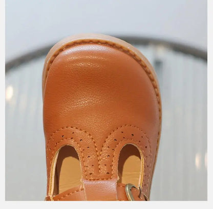 T-strap Girls Oxfords Spring Autumn Kids Soft PU Leather Shoes For Girl School Children Princess Dress Shoes Black, Brown, White