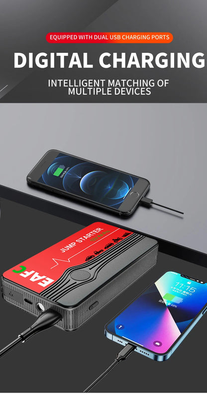 EAFC 12V Car Jump Start 600A-2000A Car Battery Starter Booster Auto Starting Device Emergency Start Portable Power Bank