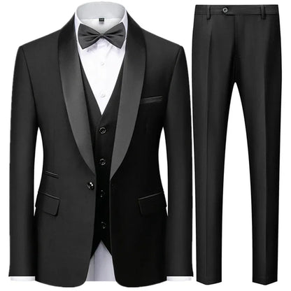 Men’s 3-Piece Slim Fit Suit – Blazer, Vest &amp; Pants for Wedding &amp; Party