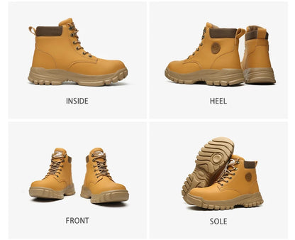 High-top PU anti-smash anti-puncture breathable safety shoes