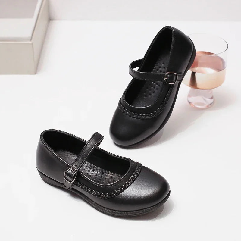 2024 Children Leather Shoes for Girls Spring New Fashion Korean Style Soft Bottom Anti-slippery Versatile Chic Princess Shoes