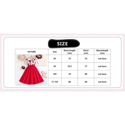 Set For Kids Girl 8-12 Years Ruffled Sleeve Rose Floral Print Tulle Cute Princess Formal Dresses with Belt Ootd For Baby Girls