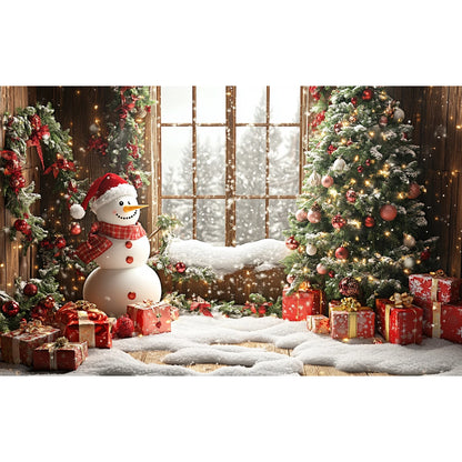Christmas Decoration 2025 Photography Background Christmas Tree Snowman Photo Background Xmas Party Supplies Home Wall Banner