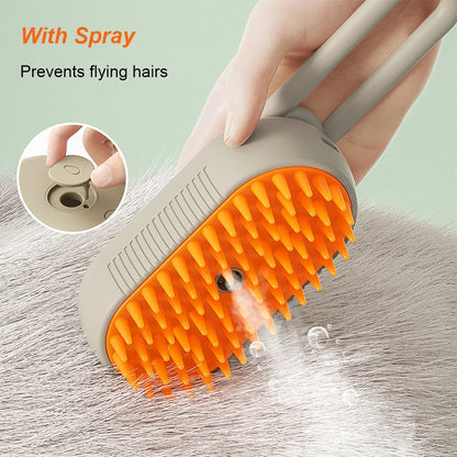 Crisluvᵀᴹ 3-in-1 Pet Steam Brush – USB Rechargeable Cat &amp; Dog Grooming Comb