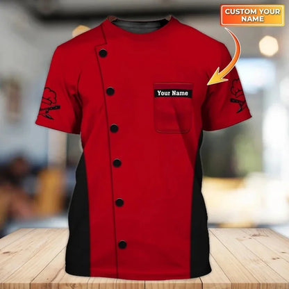 Chef Uniform Pattern T Shirt For Men Customized Name 3D Printed Tees Harajuku Short Sleeve Baggy Street Tops Cool T-shirts