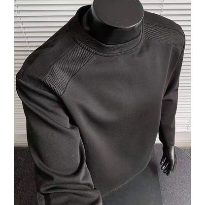 American Long-sleeved T-shirt for Men Autumn Winter Right Shoulder Round Neck Sweatshirt Bottoming Shirt