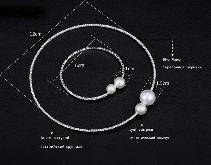 Crisluv™ Wedding Pearl Necklace, Bracelet &amp; Earrings Set