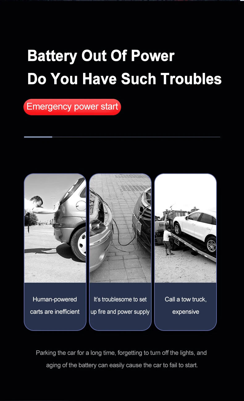 EAFC 12V Car Jump Start 600A-2000A Car Battery Starter Booster Auto Starting Device Emergency Start Portable Power Bank