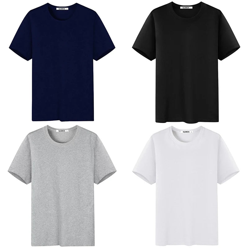 Wholesale Drop-Ship 100% Cotton Summer Soft Slim Short Sleeve T-Shirt Men Plain Tee Standard Blank T Shirt Ins Tees Top