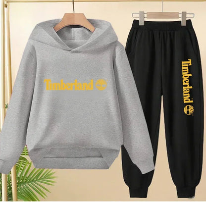 Enfants automne printemps tendance lettre imprimer 2 pièces sweat à capuche + pantalon survêtements 2-13 ans garçons filles tenu