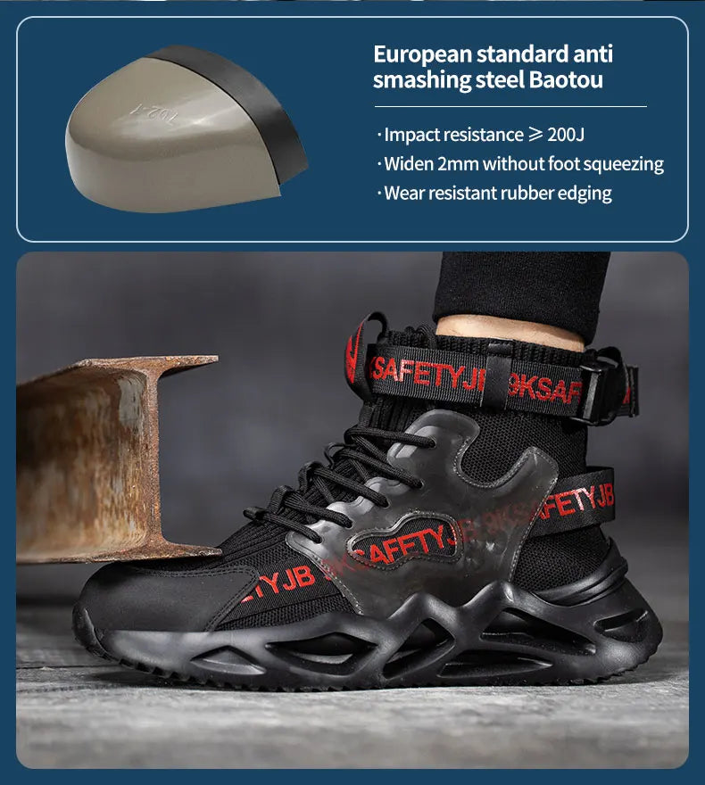 Steel Toe Safety Shoes Men Women Work Safety Boots Lightweight Breathable Comfortable Industrial Construction Sneakers Men Boots