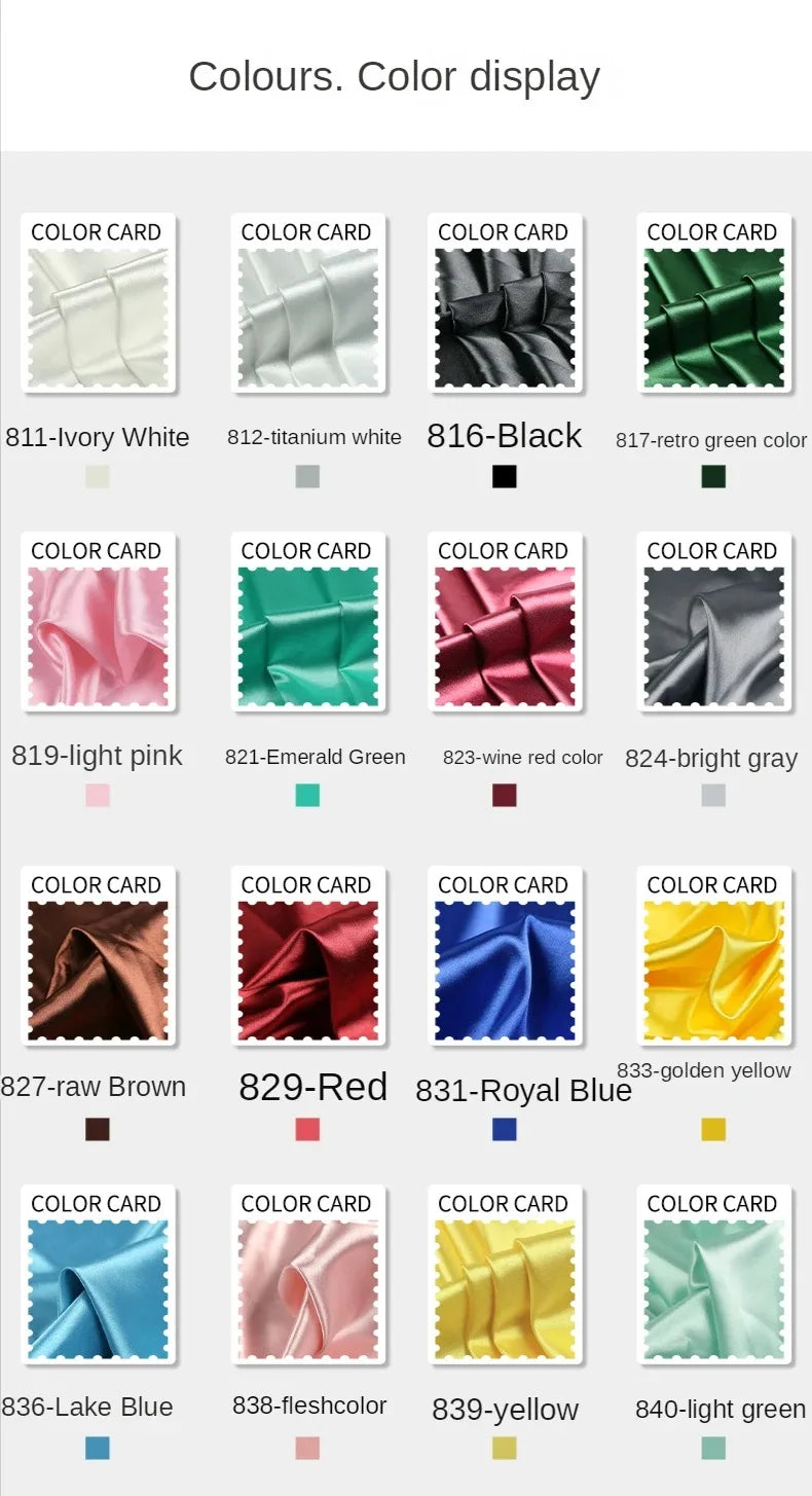 Stretch Satin Fabric By The Meter for Cheongsam Hanfu Dresses Sewing Plain Soft Skin-friendly High-density Cloth Thin Breathable