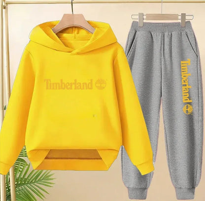 Enfants automne printemps tendance lettre imprimer 2 pièces sweat à capuche + pantalon survêtements 2-13 ans garçons filles tenu