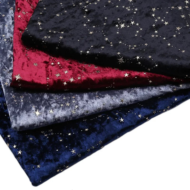 Bronzing Star Velvet Fabric By The Meter for Accessory Dress Pajamas Curtain Pillow Sofa Sewing Velour Cloth Stretch Warm Smooth
