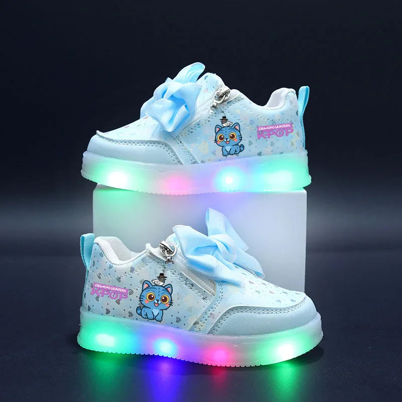 KPop Demon Hunters Shoes For Kids Children LED Shoes Baby Toddler Shoes 2-6 Y Anime Huntrix Luminous Sport Shoes Size 21-30