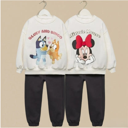 White Toddler Sweatshirt Sets Long Sleeve Crew Neck Hot Selling Sporty Casual Outfit Kids&