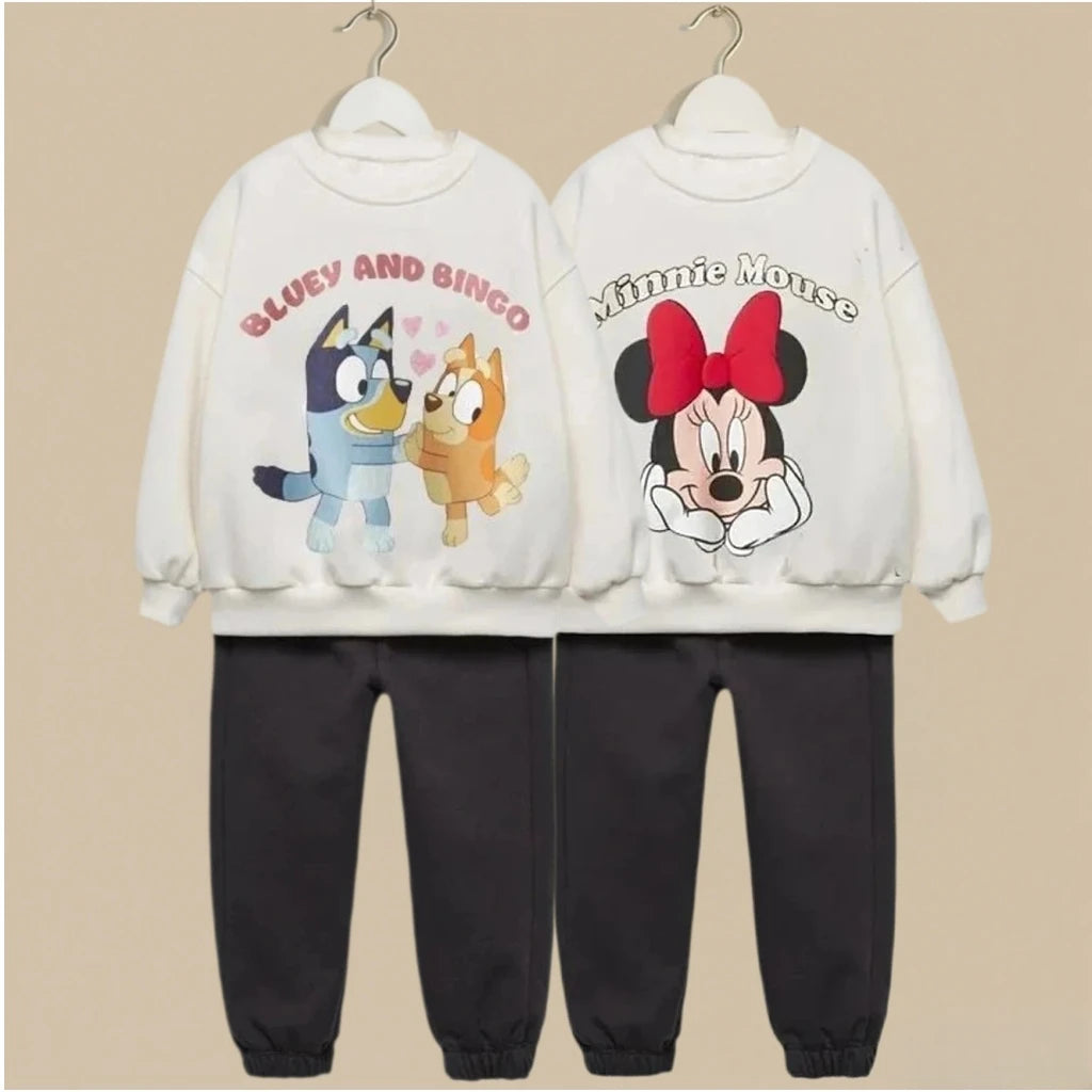 White Toddler Sweatshirt Sets Long Sleeve Crew Neck Hot Selling Sporty Casual Outfit Kids&