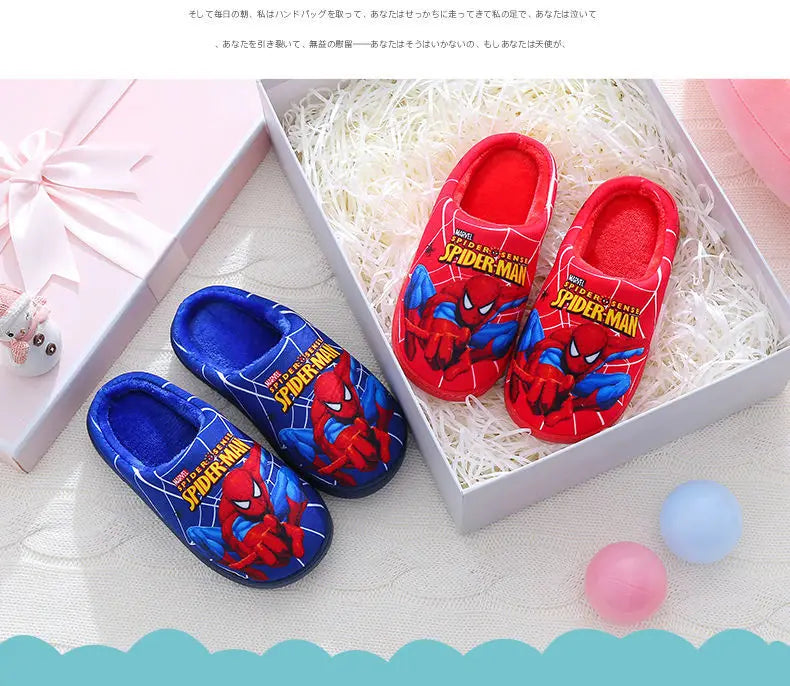 Cartoon Printed Spider-man Cotton Slippers For Children&